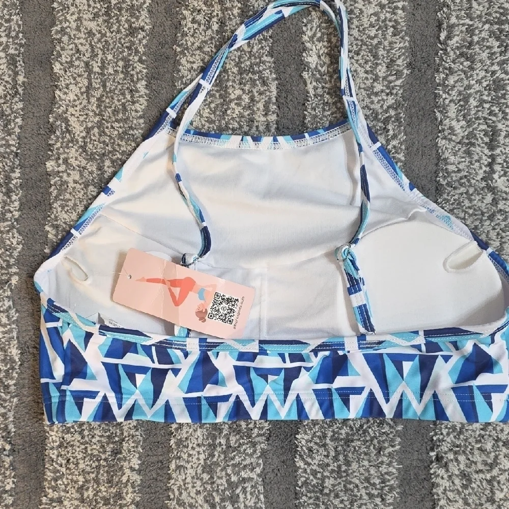 Blue Geometric Bikini Top